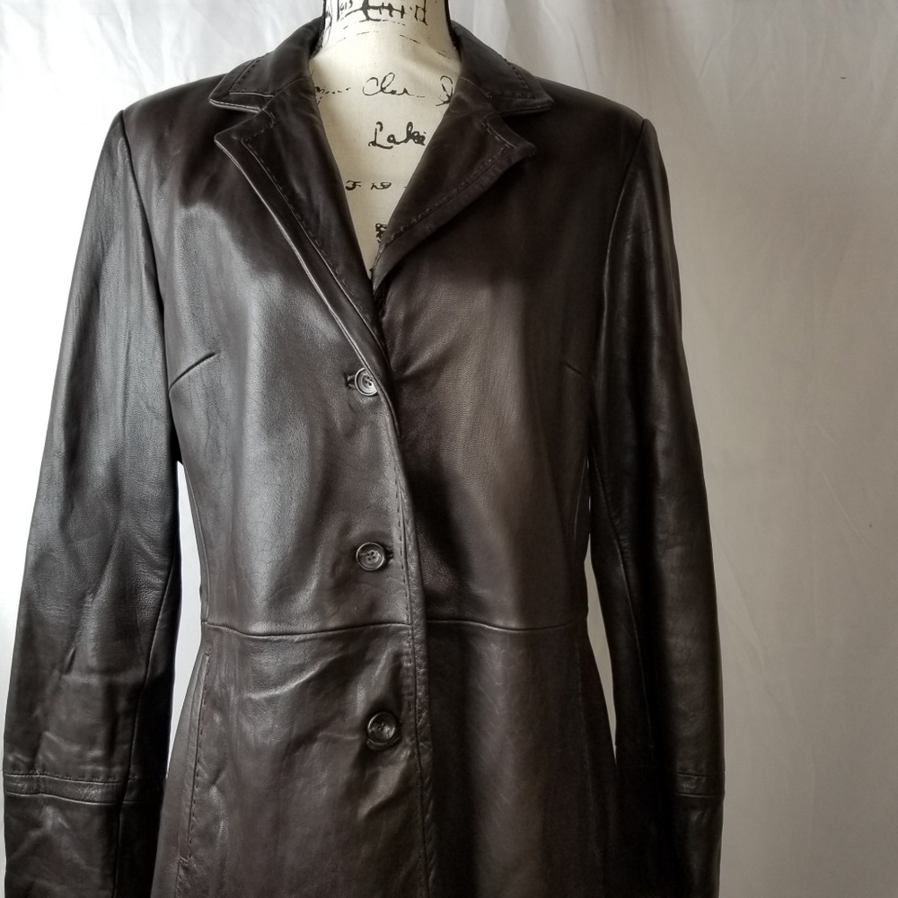 JONES NEW YORK GARK BROWN LEATHER SOFT JACKET  SZ